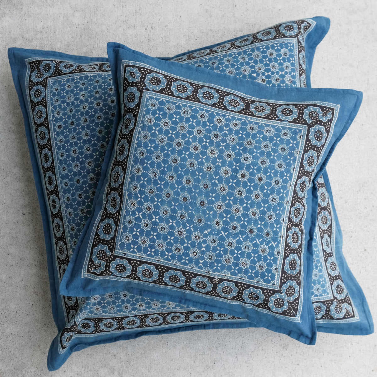 Ajrakh Cushion Covers ~ Fern Motif ~ Set of 2