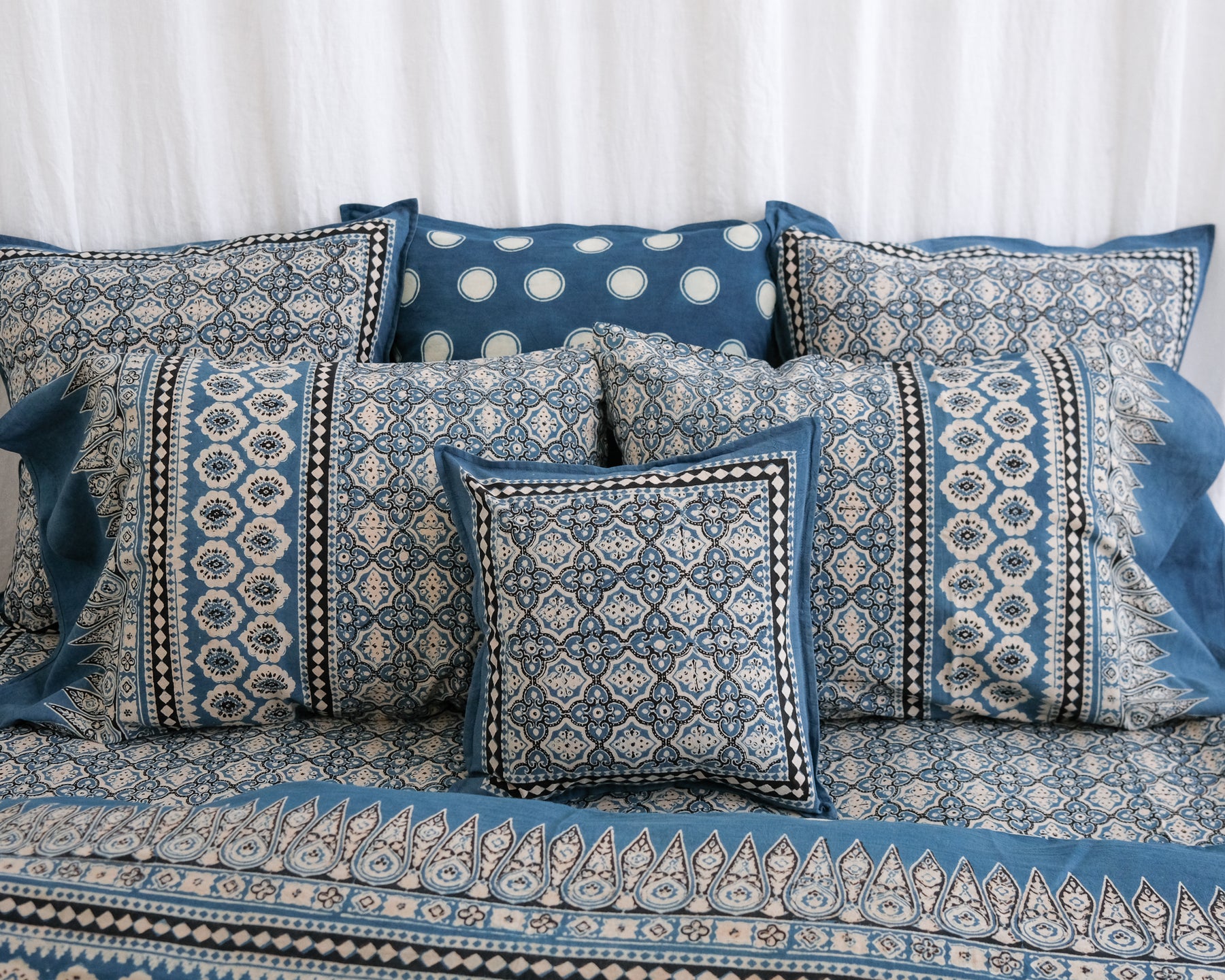 Multicolor - Ajrakh Block Print Pillow Cover (Set of 2) 09