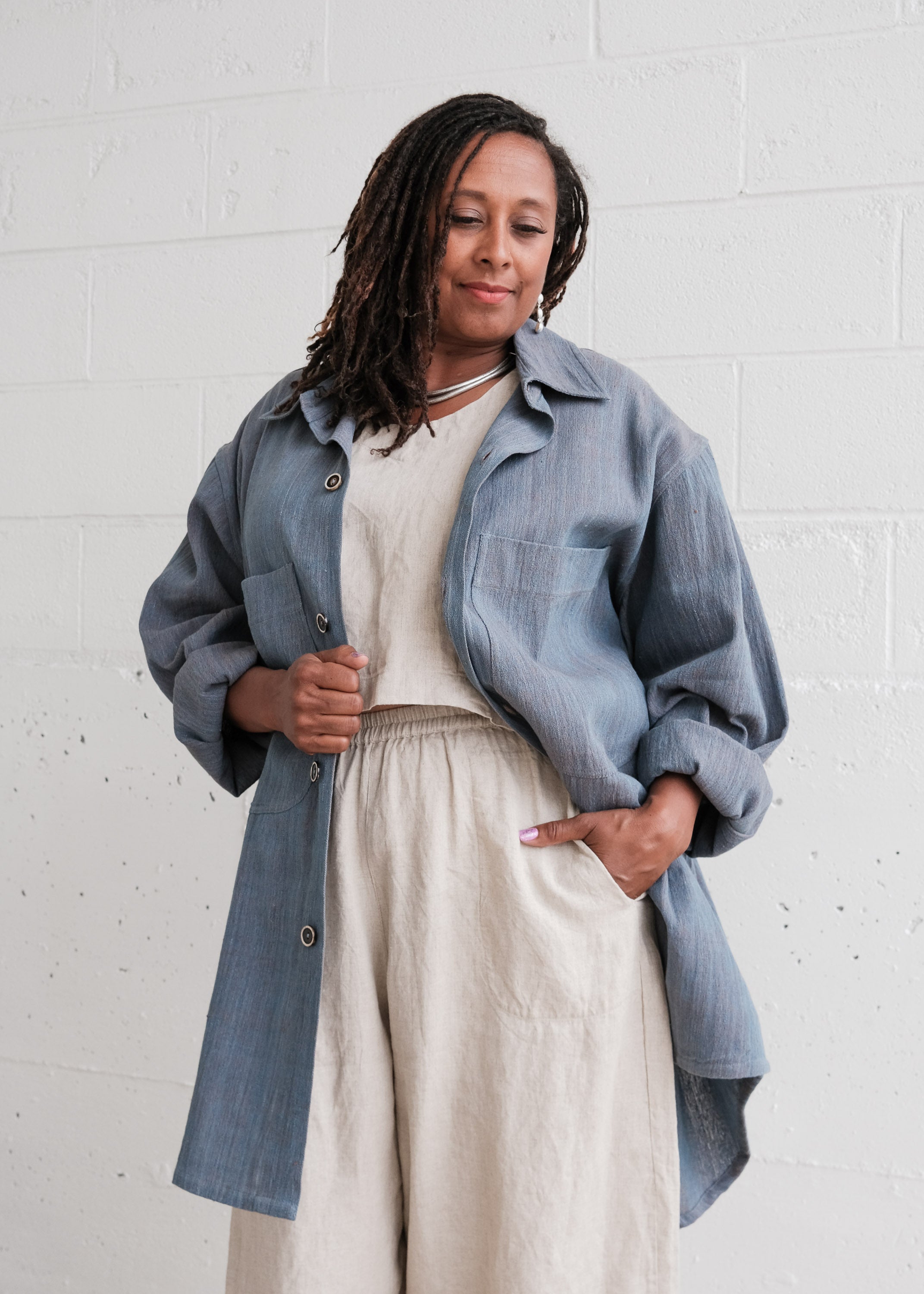 Studio Jacket - Handspun & Handwoven Cotton - Cutch & Indigo