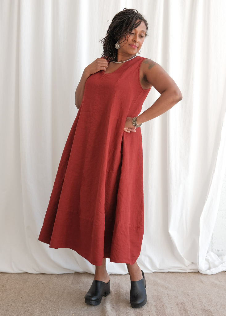 Khula Dress - Naturally Dyed Linen - Deep Madder– MAIWA