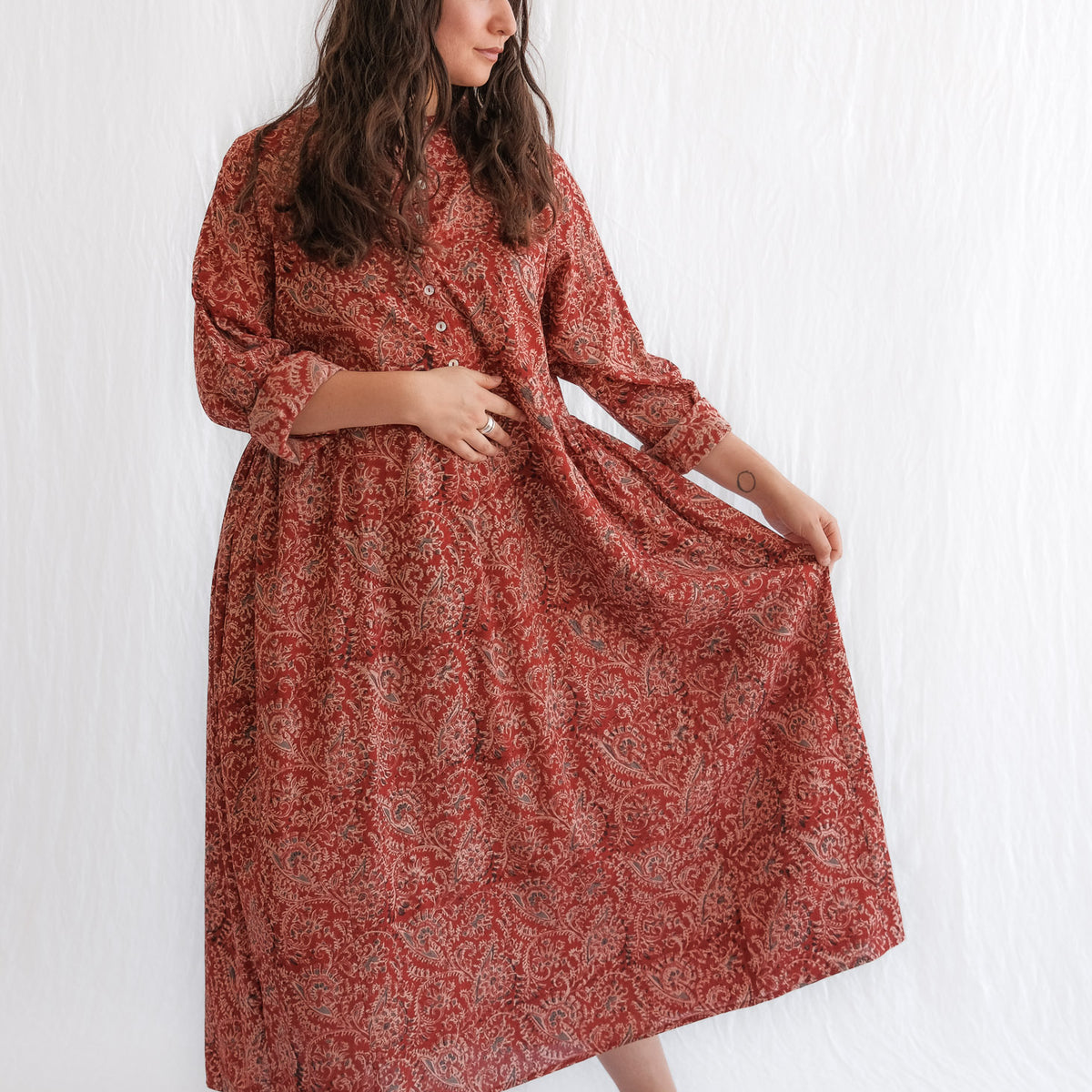 Patan Dress - Organic Cotton Block Print - Kalamkari Flora– MAIWA