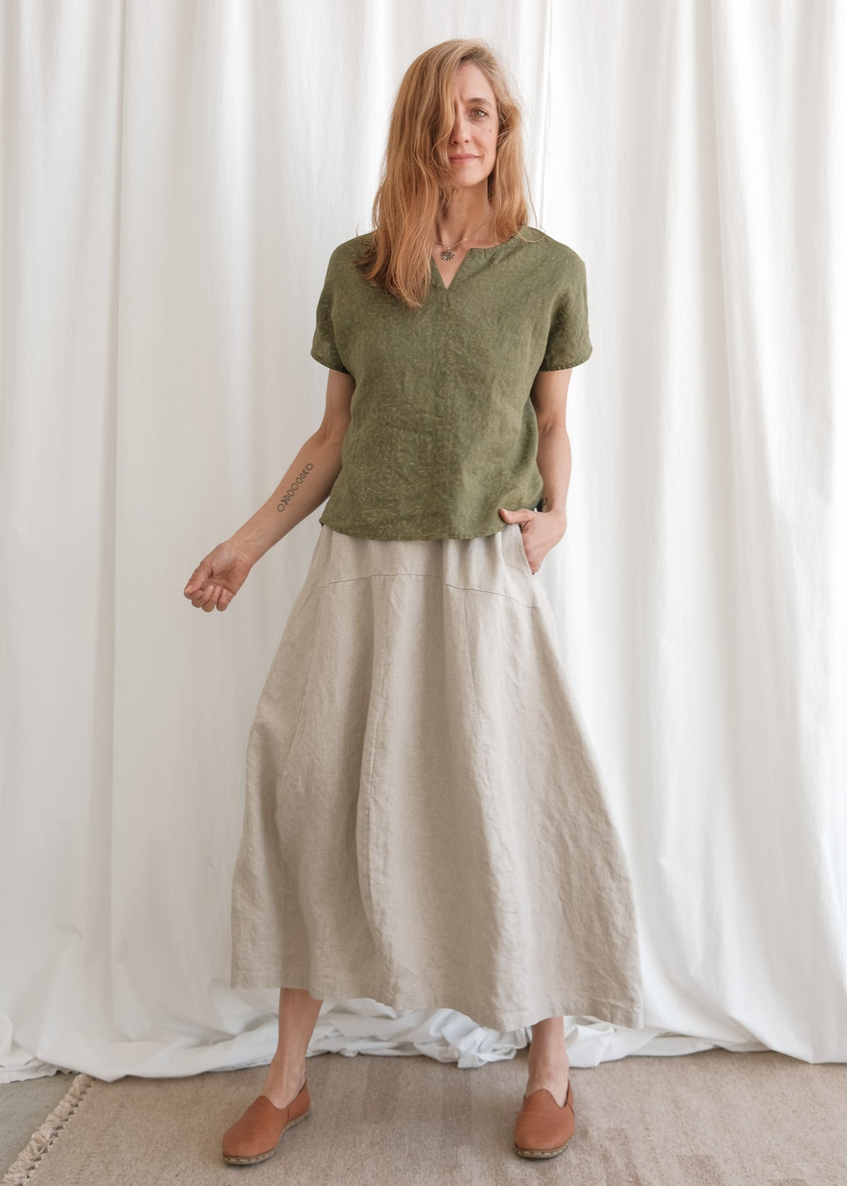 Podina Skirt - Linen - Natural