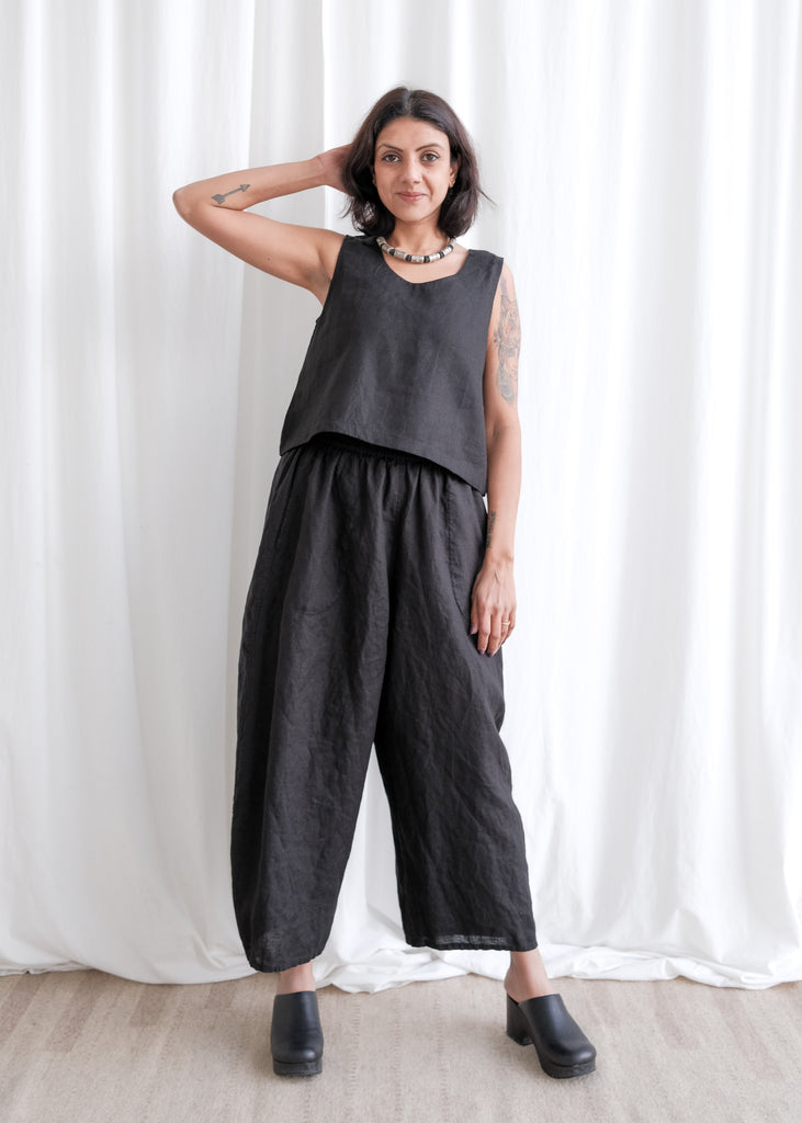 【I AM MARI】Leelan Half Slacks Banding Pants Eve Lined Pant – Marika