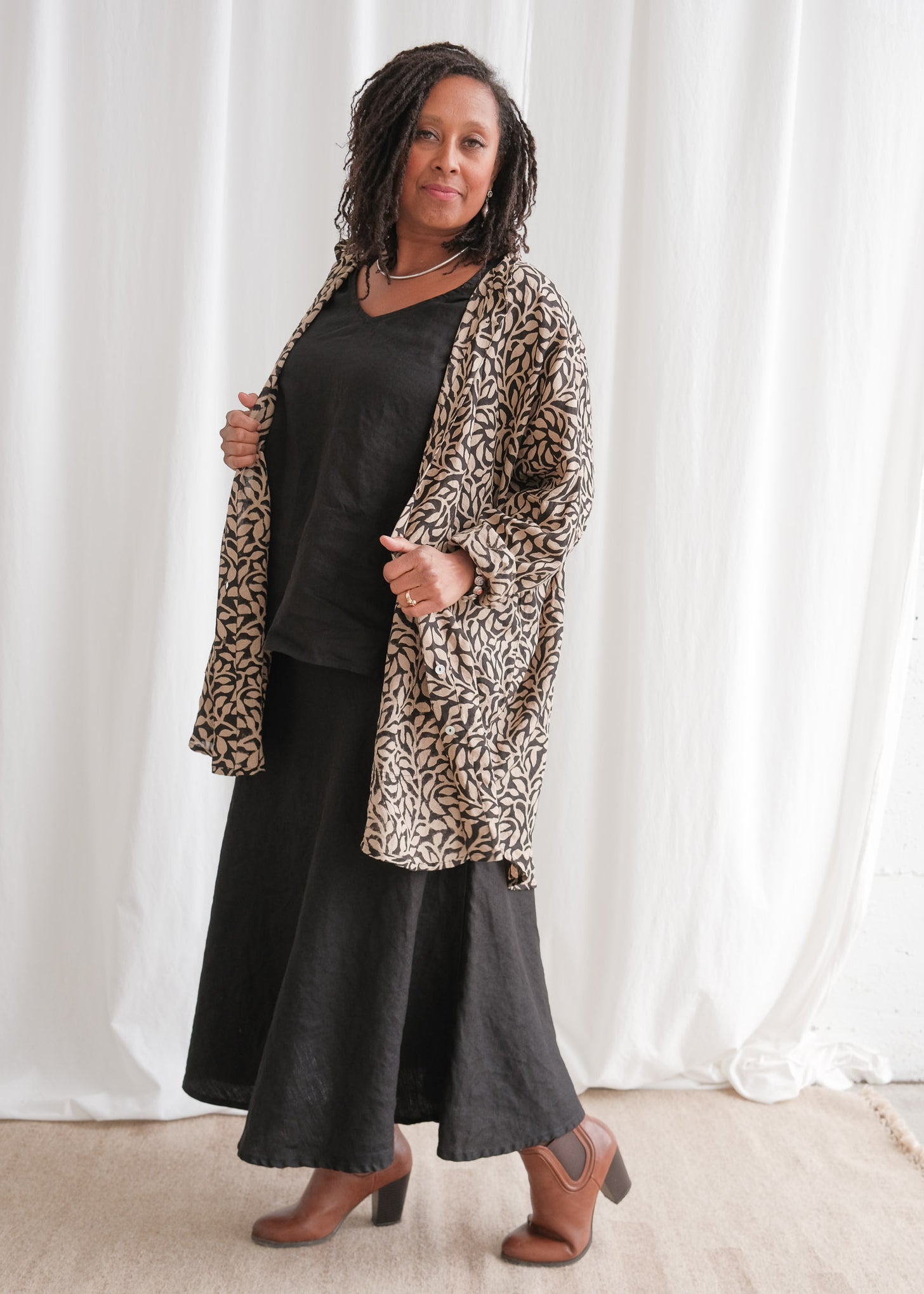Marrakech Bias Skirt - Linen - Black– MAIWA