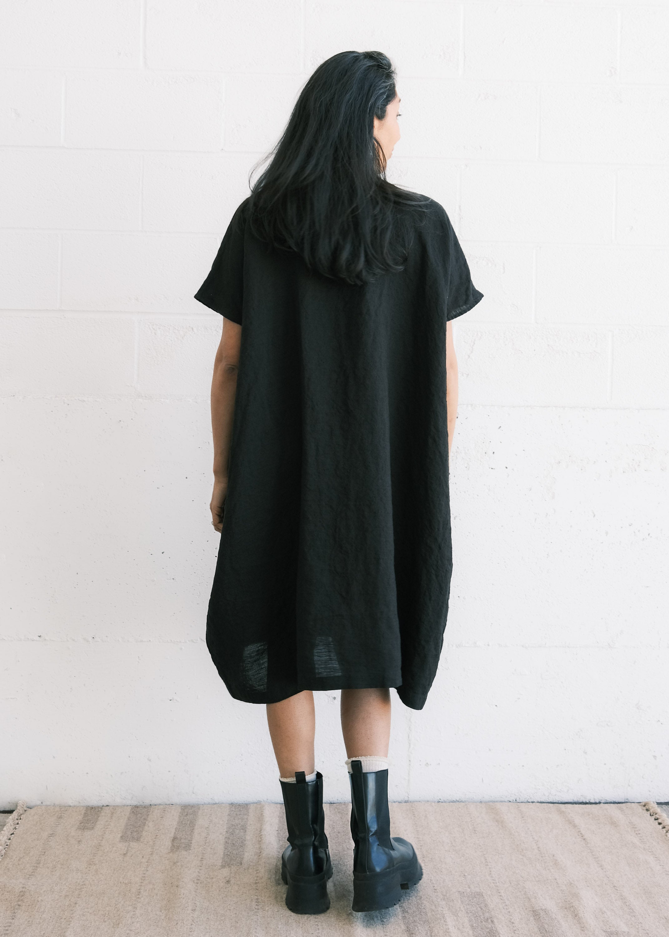 Tabo Dress - Handwoven Linen - Black– MAIWA