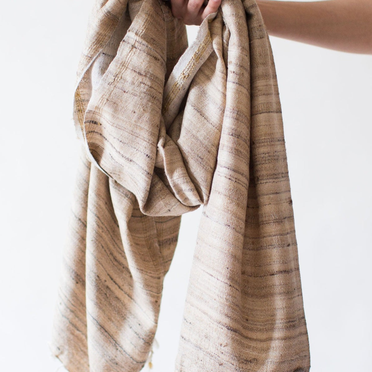 Wild Tussar Silk & Cotton Scarf - White Warp– MAIWA