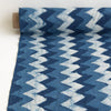 Organic Cotton Fabric Block Printed with Natural Indigo, 3 Tone zig zag