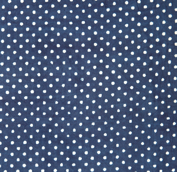 polka dot organic cotton yardage block printed with natural indigo fabric