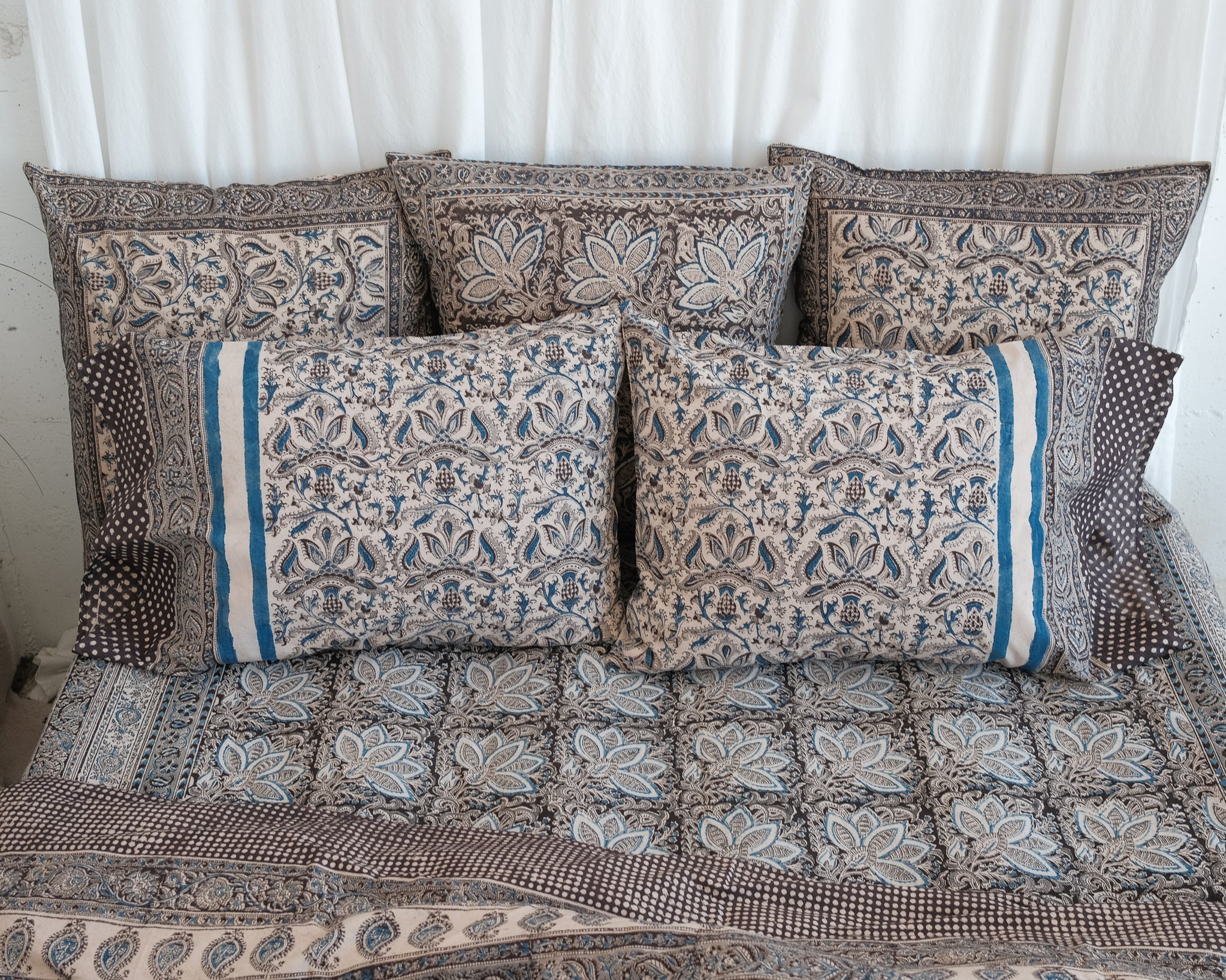 Maroon - Set of 2 Kalamkari Hand Block Print Pillow Covers 47