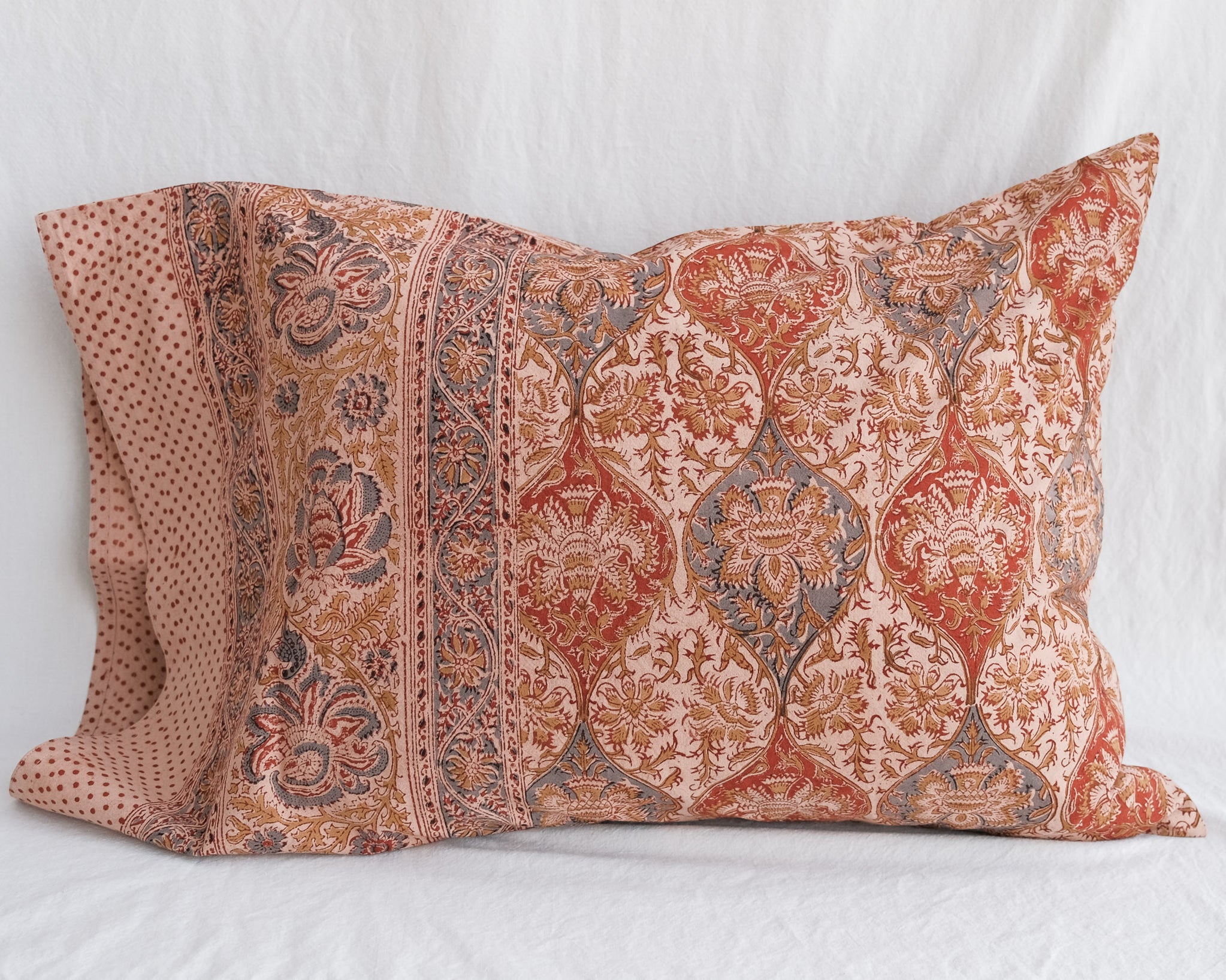 Maroon - Printed Cotton Kalamkari Cushion Cover