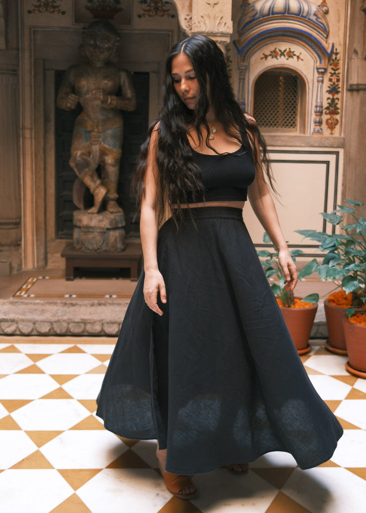 Khula Skirt - Linen - Black– MAIWA