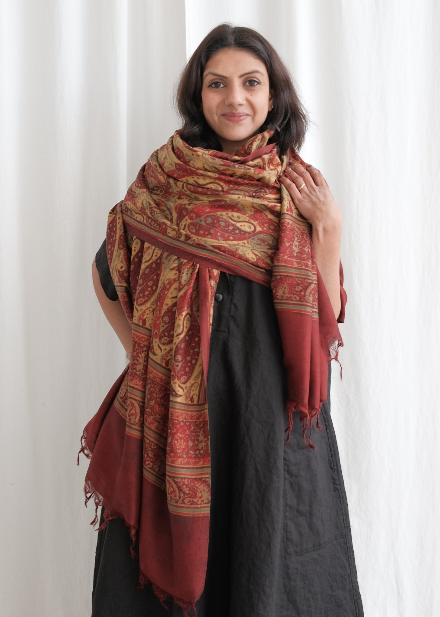 block print velvet shawls