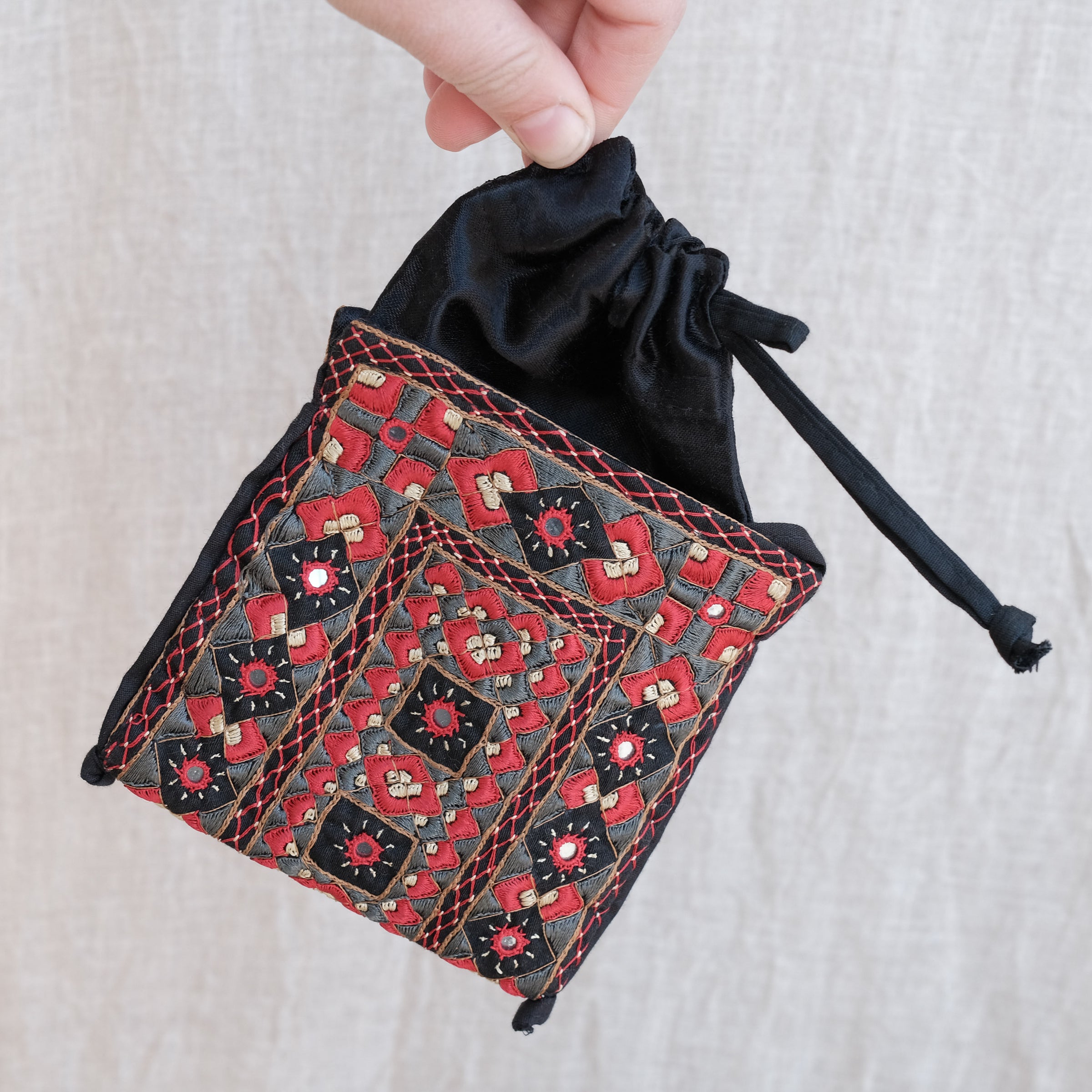 Multicolor - Kutch Pakko Neran Hand Embroidered Cosmetic Pouch 203 main image 1