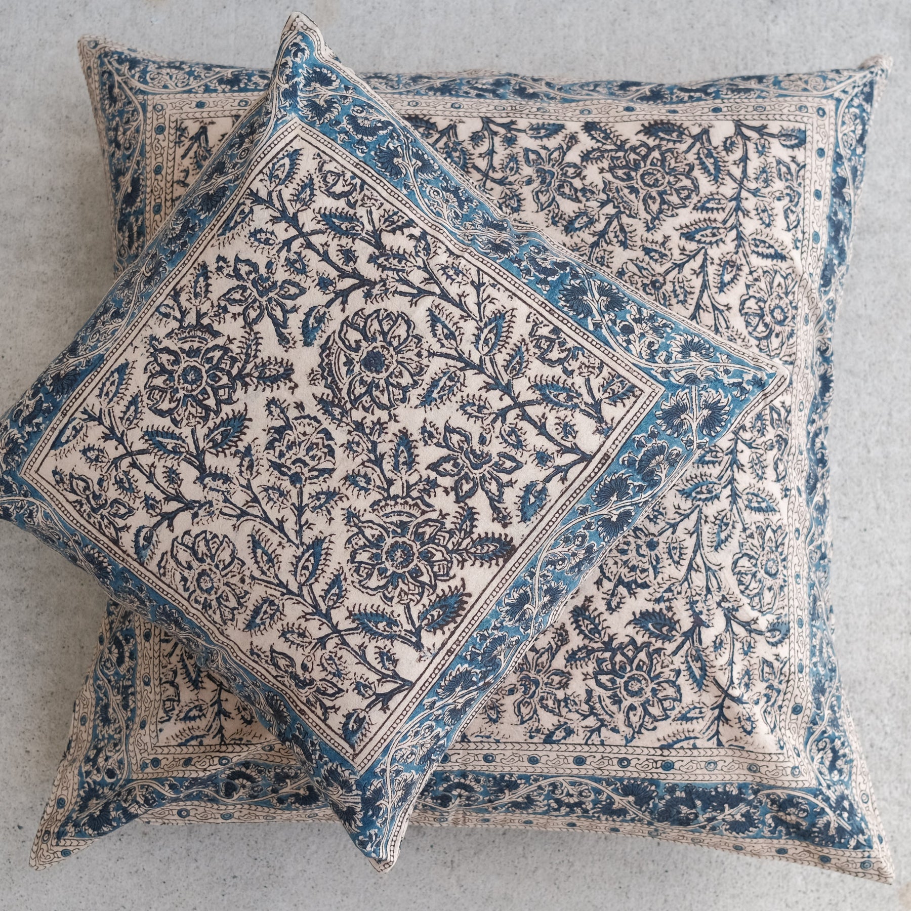 Blue - Kalamkari Print Cushion Cover 40