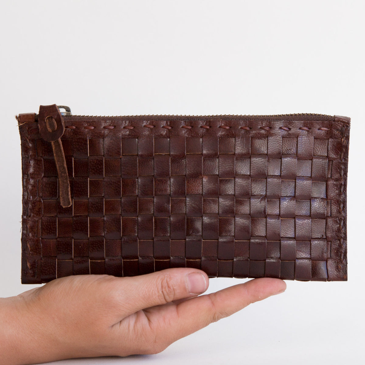 Leather Woven Pouch - Medium - Brown– MAIWA